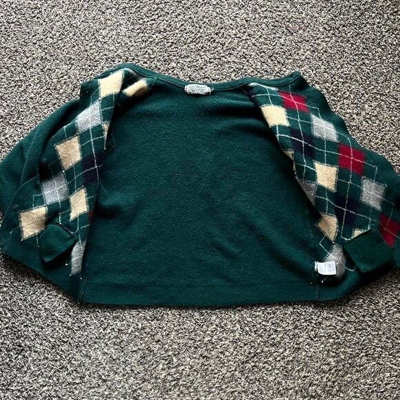 Vintage 80s Lambswool Grandmacore 100% Wool Women L Argyle Button-up Cardigan - Picture 4 of 8